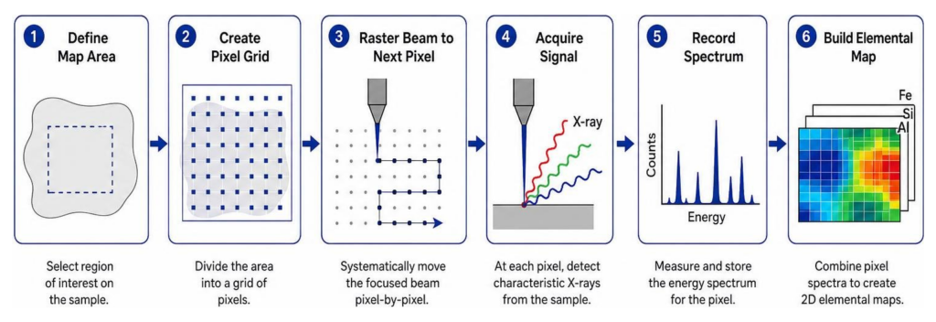 Workflow of spatial signal acquisition across pixel grid
