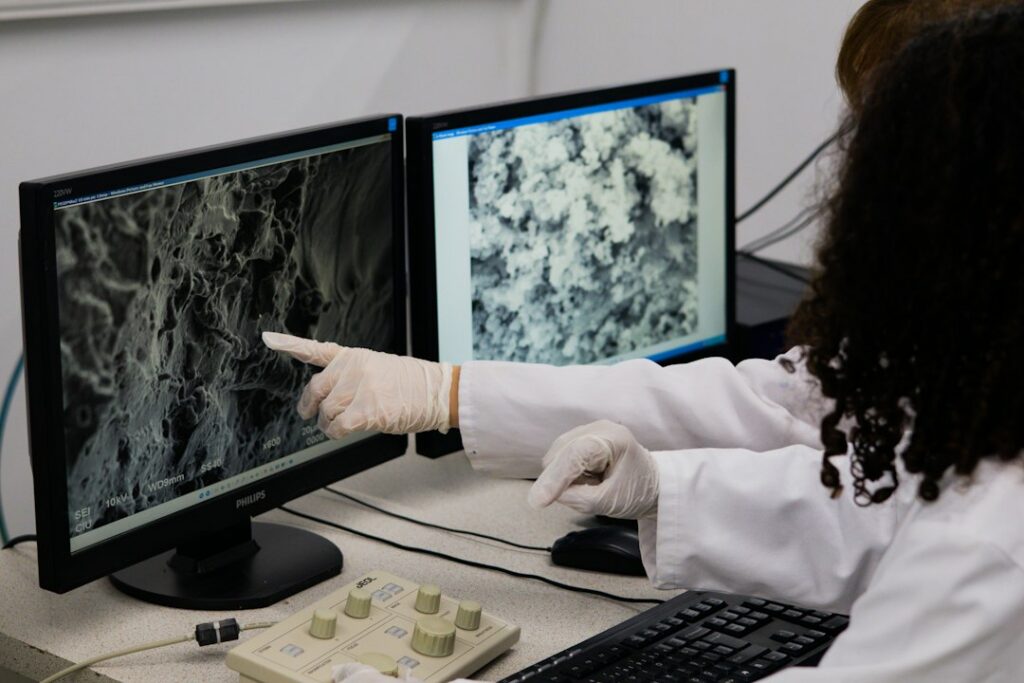 toxicologist reviewing chemical safety data